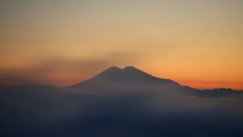 Mount Elbrus in sunset time lapse Stock-Footage 130003786