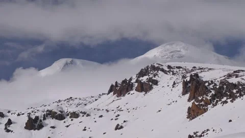 Mount Elbrus in Winter, North Caucasus, Russia Stock Footage 320856140