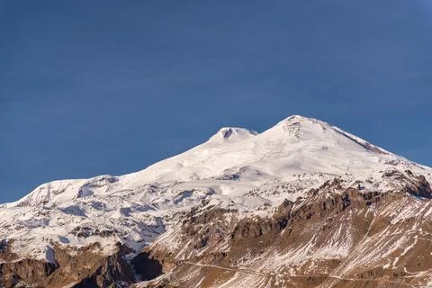 Mount Elbrus in winter Stock Photos