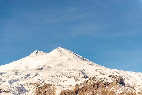 Mount Elbrus in winter Stock Photos