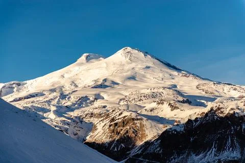 Mount Elbrus in winter Stock Photos