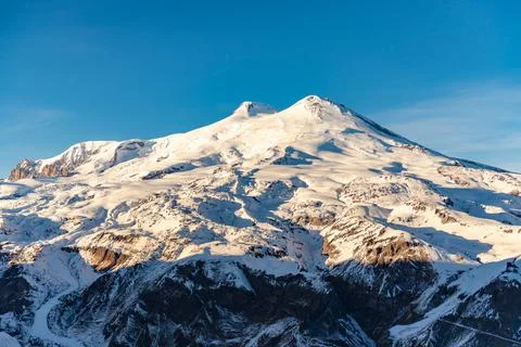 Mount Elbrus in winter Stock Photos
