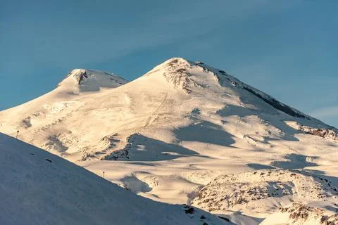 Mount Elbrus in winter Stock Photos
