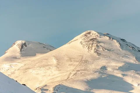 Mount Elbrus in winter Stock Photos