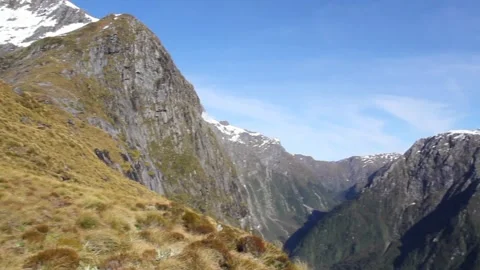 Mount Elliot and MacKinnon pass on the Milford Track in Fiordland, New Zealand Stock Footage 265679138