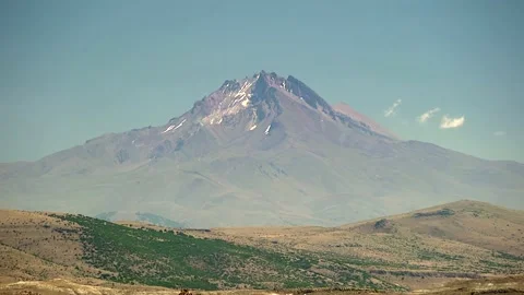 Mount Erciyes an Dormant Volcano Highest Mountain in Central Anatolia, Turkey Stock Footage 152192041