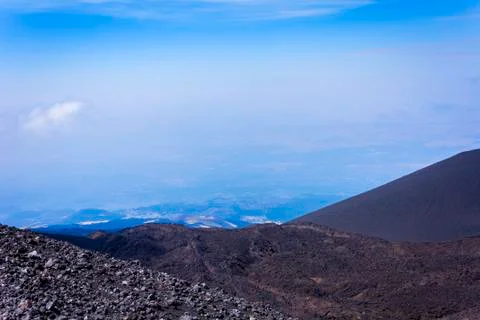 Mount Etna, active volcano on the east coast of Sicily, Italy. Stock Photos
