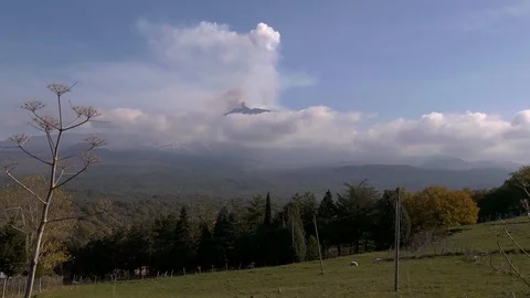 Mount Etna activity in the distance Stock Footage 125986911