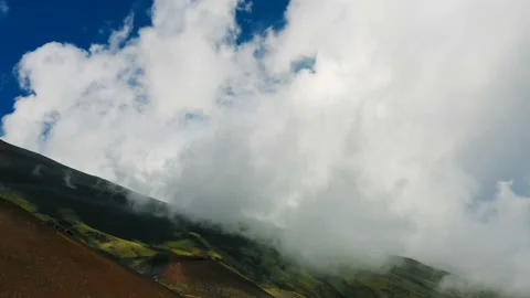 Mount Etna in clouds and smoke from volcano Video stock 212036454