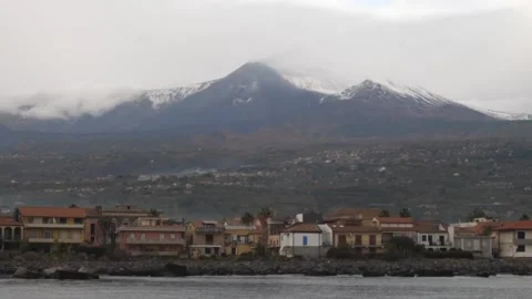 Mount Etna on a Cloudy Day Stock Footage 265505595