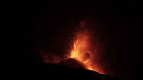 Mount Etna erupting lava Stock Footage 149003047