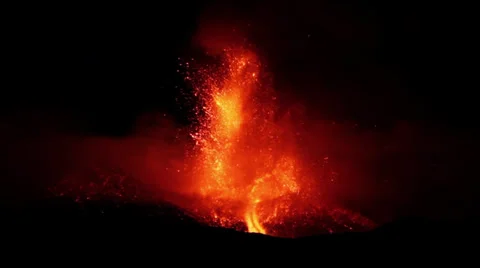 Mount Etna eruption at night 库存影片 35381355