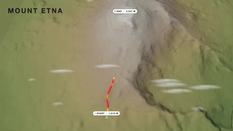 Mount etna summit craters 3d terrain route map seamless loop Stock Footage 341717193
