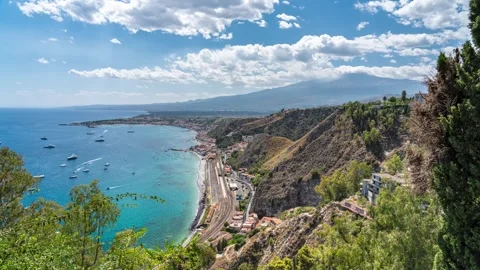 Mount Etna Time Lapse | Volcano | Taormina, Sicily | Italy | 8K Timelapse Stock Footage 259930577