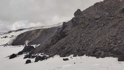 Mount Etna volcano eruption 2025 Stock Footage 303010070
