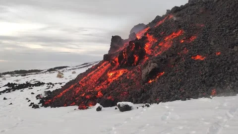 Mount Etna volcano eruption 2025 Stock Footage 303010179