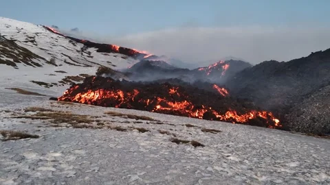 Mount Etna volcano eruption 2025 Stock Footage 303010301