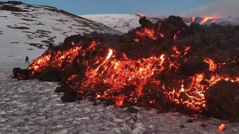 Mount Etna volcano eruption 2025 Stock Footage 303010324