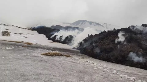 Mount Etna volcano eruption 2025 Stock Footage 303010371