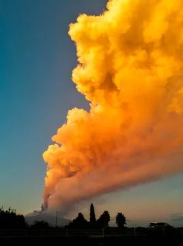 Mount Etna Volcano Eruption Stock Photos