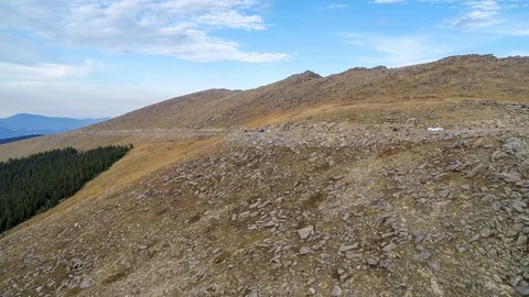 Mount Evans Colorado overlooking Echo Lake Fall Aerial Drone Shot Stock Footage 94745676