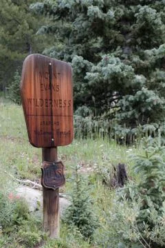 Mount Evans Wilderness Sign Stock Photos
