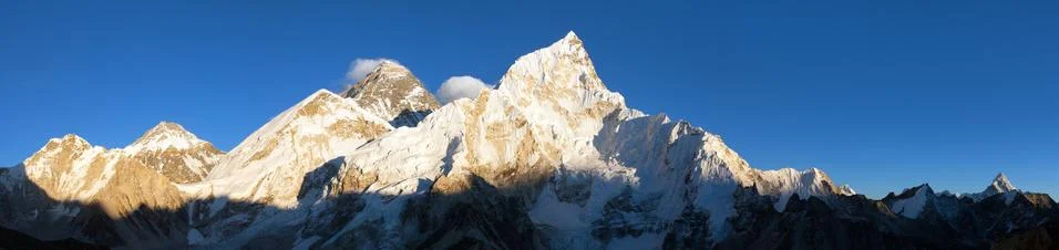 Mount Everest evening sunset panoramic view Stock Photos