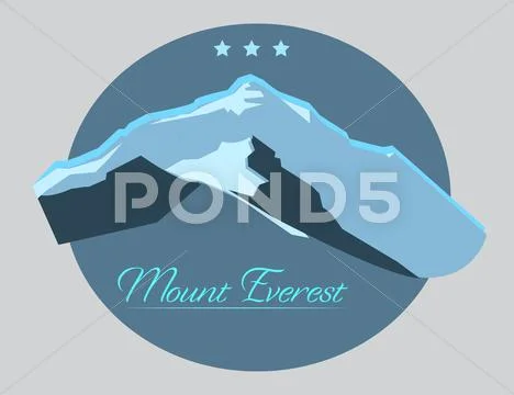 Mount Everest label with type design in vintage style Stock Illustration