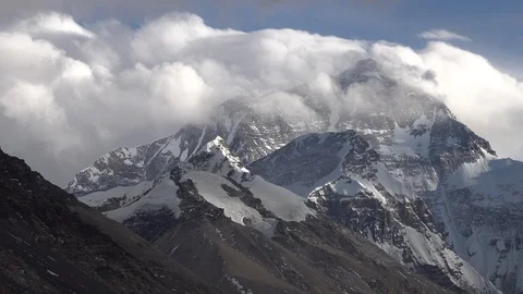 Mount Everest seen from base camp in Tibet China 스톡 동영상 113019843