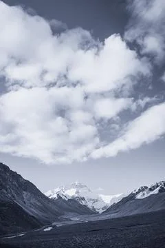 Mount Everest as seen from Base Camp in Tibet Stock Photos