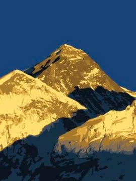 Mount Everest Sunset Vector Stock Illustration
