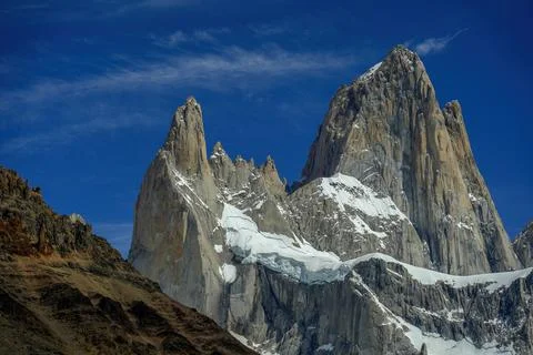 Mount Fitz Roy Dramatic Rocky Peaks in Patagonia Argentina Stock Photos