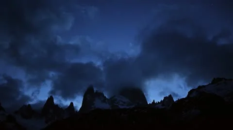 Mount Fitzroy time lapse at night Stock Footage 12517500