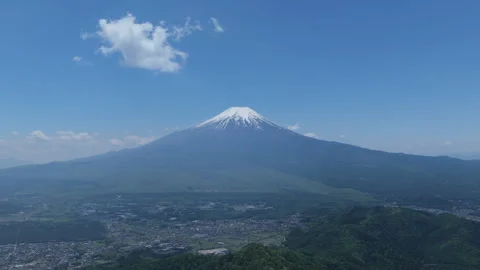 Mount Fuji Aerial View from Hovering Drone with Clear Blue Sky Japan Stock Footage 339407553