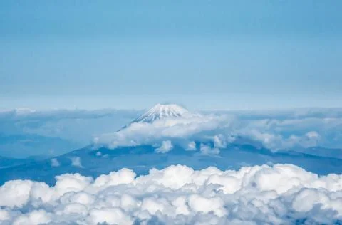 Mount Fuji from Airplane Stock Photos