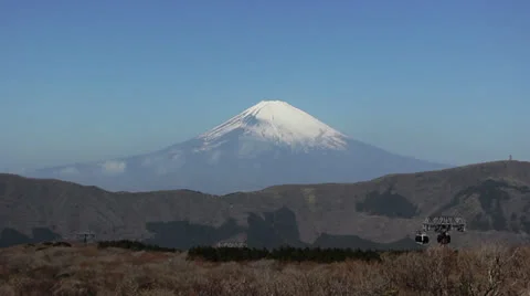 Mount Fuji and cable car Stock Footage 25821567