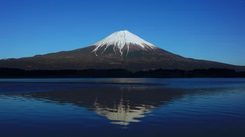 Mount Fuji and its reflection on the lake Stock Footage 85823236