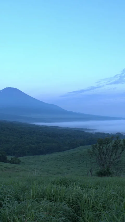 Mount Fuji and Sea of Clouds Engulfing Lake (Vertical/Time Lapse/PANNING) Stock Footage 339292777