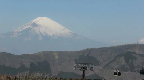 Mount Fuji with cable car in foreground Stock Footage 25821593