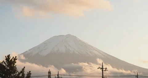 Mount Fuji cloudscape time lapse view from Kawaguchi lake margin, Japan. Stock Footage 123134418