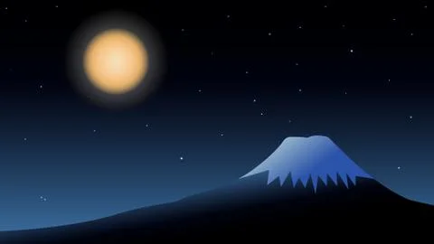 Mount Fuji with the moon Illustrazione stock