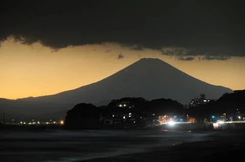 Mount fuji with storm cloud Stock Photos
