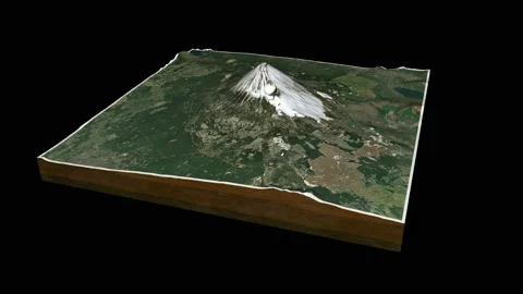 Mount Fuji terrain map 3D render 360 degrees loop animation Stock Footage 142503963