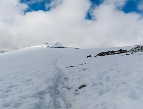 Mount Glitterthund. The second highest mountain in Norway, Jotun Stock Photos