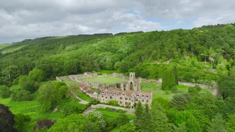 Mount Grace Priory from a drone, East Harlsey, North Yorkshire, England Stock-Footage 277614366