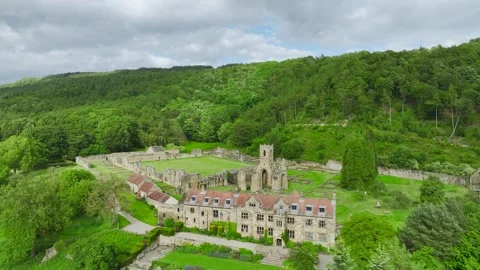 Mount Grace Priory from a drone, East Harlsey, North Yorkshire, England Vídeo Stock 277614380