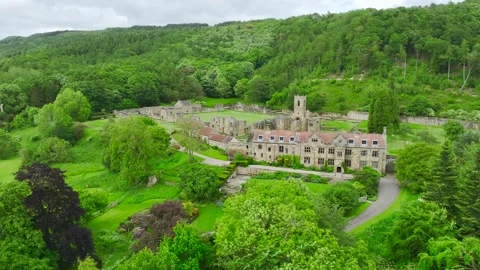 Mount Grace Priory from a drone, East Harlsey, North Yorkshire, England Video stock 277614413