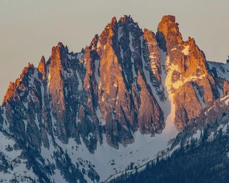 Mount Heyburn at dawn, Sawtooth Range, Idaho Stock Photos