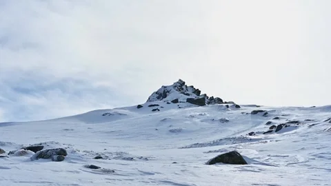Mount Hoken and blowing snow in winter Stock Footage 330582955