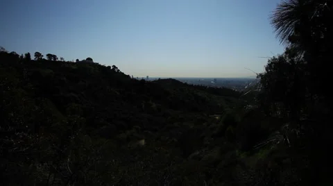 Mount Hollywood and Griffith Observatory in evening light Stock Footage 59334860